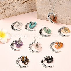 20 шт. 10-цветный полумесяц в тибетском стиле из сплава с подвесками из драгоценных камней&nbsp;PALLOY-CJ00174