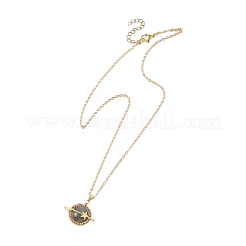 Colliers pour femmes avec pendentif planète en labradorite naturelle&nbsp;NJEW-TA00260-04