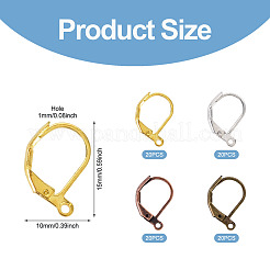 80 pièces de boucles d'oreilles à levier en laiton 4 couleurs&nbsp;KK-TAD0001-36