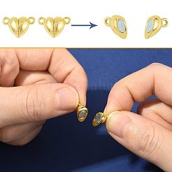 ループ付き合金製マグネット留め具10袋  ハート  プラチナ  15x9.5x6mm  穴：1.5mm&nbsp;FIND-FS0004-88P