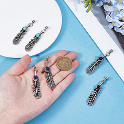 3 paire de 3 styles de pierres précieuses naturelles et synthétiques avec emembouts de cordon en alliage&nbsp;FIND-GF0008-97