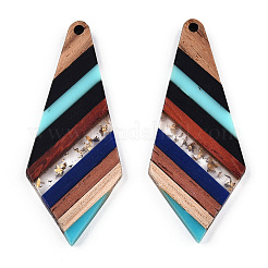 Большие подвески из прозрачной смолы и орехового дерева&nbsp;LS-RESI-TAC0017-48-A01