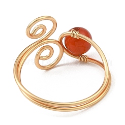 Открытое кольцо-манжета с бисером из смешанных натуральных и синтетических драгоценных камней RJEW-JR00587