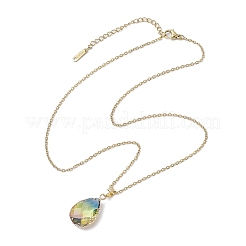 2 шт. 2 стиля ожерелья с подвеской в форме сердца из стекла k9 с имитацией турмалина NJEW-JN05188-03