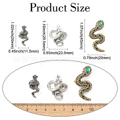 6 шт. 6 стиля змея цинковый сплав лацкан булавки для рюкзака одежды JEWB-CJ0001-64