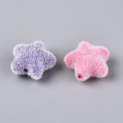 Флокированные непрозрачные акриловые бусины-звездочки&nbsp;OACR-T030-15M