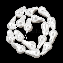 電気メッキガラスシェルパールビーズ連売り  ナゲット  ホワイト  21~22.5x13mm  穴：1mm  約17~18個/連  15.87~5.16''（38.5センチメートル）&nbsp;BSHE-B009-B01-13x21mm