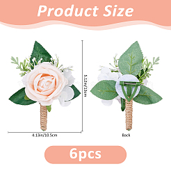 6 boutonnière de fleur artificielle en tissu&nbsp;JEWB-FH0002-78