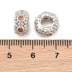 Perles européennes en laiton micro-pavé de zircon cubique orange&nbsp;CU-CBAB99C-03P