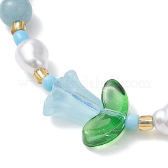 Браслеты из натурального желтого нефрита и пластиковой имитации жемчуга&nbsp;BJEW-MZ00308-02