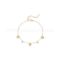 Braccialetti con ciondoli in acciaio inossidabile 304 con pavé di zirconi cubici trasparenti.&nbsp;WG237FB-01