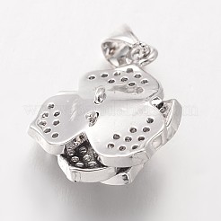 花の真鍮マイクロパヴェキュービックジルコニアチャーム  鉛フリーとニッケルフリー  プラチナ  18x15x7mm  穴：3x4mm&nbsp;ZIRC-I014-32P-FF
