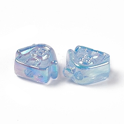 UVメッキレインボー虹色アクリルビーズ  ハウス  ライトスカイブルー  16x17.5x8mm  穴：3.5mm&nbsp;PACR-M003-02C