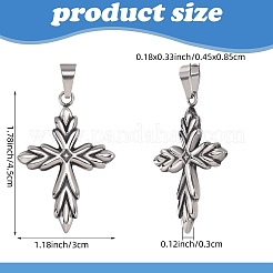 3 pz retrò 316 acciaio chirurgico inossidabile croce pendente gotico&nbsp;FIND-SZ0003-60