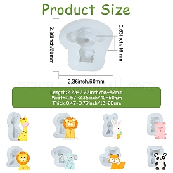 動物テーマシリコン型8個、8スタイル  ミックスカラー  5.8~8.2x4~6x1.2~2cm&nbsp;ST-CJ0043-085