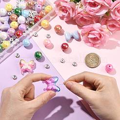 Runde & Schmetterling & Schleife Acryl & Messing Strass Abstandsperlen Zubehörse Kits&nbsp;MACR-FS0002-46
