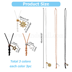 9шт. 3 набора ожерелий из вощеного полиэфирного шнура&nbsp;NJEW-HS00001