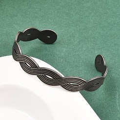 Браслеты-манжеты из хирургической нержавеющей стали 316 с волнообразным плетением&nbsp;BJEW-C125-02AS