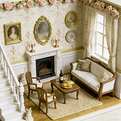 Mini maison de poupée salon chambre papier peint&nbsp;DIY-WH0726-018C