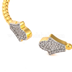 Цветочная стойка покрытие латунь микро паве кубический цирконий браслеты манжеты для женщин&nbsp;BJEW-M040-10G