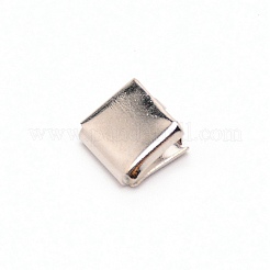 真鍮製カシメリボン止めエンドパーツ  圧着端のパーツ  正方形  プラチナ  7.5x8mm&nbsp;KK-WH0044-04B-P