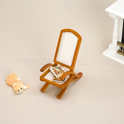 木製の籐の椅子のミニチュア装飾品  マイクロランドスケープドールハウスアクセサリー  小道具の装飾のふりをする  ペルー  40x70x80mm&nbsp;PW-WGF3AFE-01