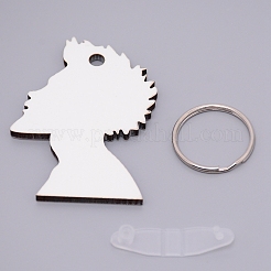 昇華ブランクキーホルダー  mdfボード熱伝達キーリング  ヒートプレス用  男  プラチナ  ホワイト  8.8cm&nbsp;LS-KEYC-WH0020-09