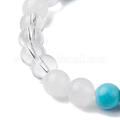 Braccialetti elastici con perline rotonde in avventurina blu naturale e pietre preziose miste per le donne&nbsp;BJEW-JB11056-04