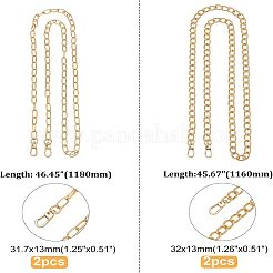 4種類のスタイルのアルミチェーンバッグストラップ2個  ウォレットチェーン  合金回転式ナスカン付き  交換用ショルダーバッグアクセサリー用  ライトゴールド  116~118cm  2個/スタイル&nbsp;AJEW-FH0002-65