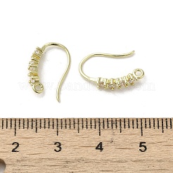 真鍮製マイクロパヴェキュービックジルコニアピアスフック  長持ちメッキ  ゴールドカラー  14.5x3mm  穴：1.2mm  ピン：0.6mm&nbsp;KK-C048-13E-G