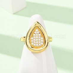 Messing Micro Pave Zirkonia Manschette offene Ringe&nbsp;CU-CBAB3AD-14G