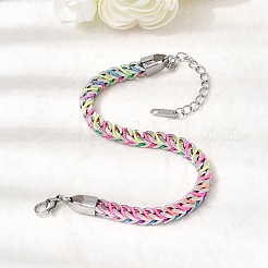 Браслеты из цепочек из нержавеющей стали 304 и плетеного нейлона для женщин&nbsp;LS-BJEW-A152-01P