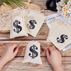 Cordon de serrage en coton imprimé d'un dollar noir bgas&nbsp;ABAG-WH0083-012