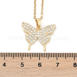 Латунный микропаве прозрачный кубический цирконий кулон ожерелья для женщин NJEW-C076-19G