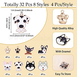 32pcs 8 styles de pendentifs en émail en alliage&nbsp;ENAM-TA0004-18