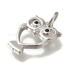 Подвеска из латуни с микропаве и кубическим цирконием с покрытием в виде совы&nbsp;KK-H485-17P