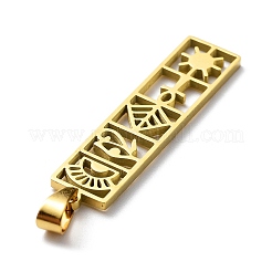 304ステンレスペンダント  長方形のチャーム  ゴールドカラー  34x8x1.4mm  穴：5.5x3mm&nbsp;STAS-D036-14A-G