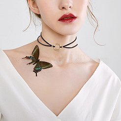 Ожерелья-чокеры из искусственной замши с черными кольцами из сплава NJEW-WH20002-11E