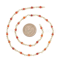 Цепочки из круглых звеньев с бусинами из натурального агата&nbsp;AJEW-JB01533-03