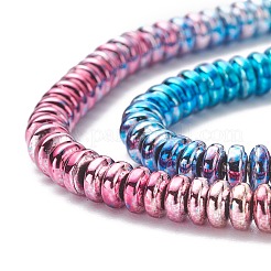 Fili di perline di ematite sintetica non magnetica con placca color arcobaleno&nbsp;G-L489-G02