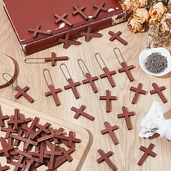 Kits de decoración para colgantes de cruz de madera teñida DIY&nbsp;DIY-SP0006-46