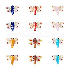 12 Stück 6 Farben Libellenmotiv handgefertigte Bunte Malerei-Perlenstränge&nbsp;LAMP-BY0001-03