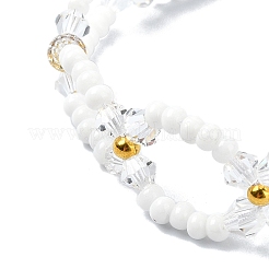 Braccialetti da donna con perline intrecciate regolabili con fiori di vetro intrecciato&nbsp;BJEW-MZ00100-03