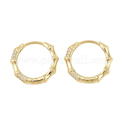 Серьги-кольца из бамбуковой латуни с микропаве из прозрачных кубических цирконий&nbsp;EJEW-D348-03G