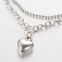 Тибетский стиль сердце очарование браслеты AJEW-AN00092-02