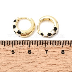 Серьги-кольца из латуни с эмалью и клетчатым узором для женщин&nbsp;LS-EJEW-G460-01G