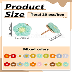20 ensemble de punaises en polyester et alliage à fleurs&nbsp;AJEW-WH0460-138KCG