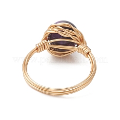 Натуральный тигровый глаз кольца палец&nbsp;RJEW-JR00986