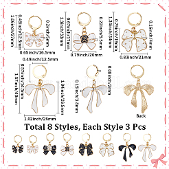 24 шт. 8 стиля бант сплав эмалированный кулон фиксирующие маркеры стежков HJEW-SC00117