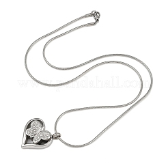 304 нержавеющая сталь микропаве прозрачный кубический цирконий бабочка сердце кулон урна для праха домашних животных ожерелья&nbsp;NJEW-S455-10P